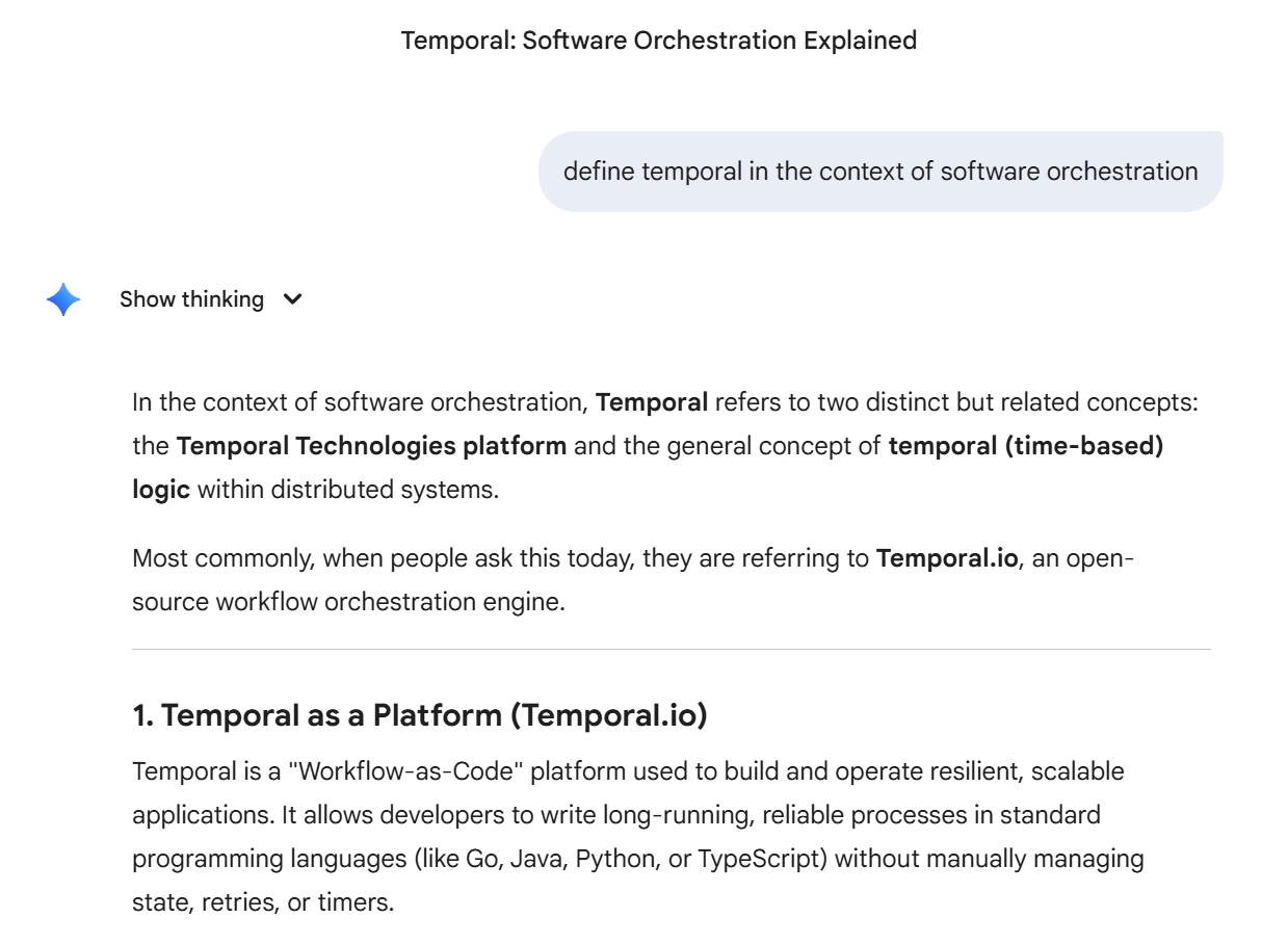Gemini defining Temporal in the context of software orchestration
