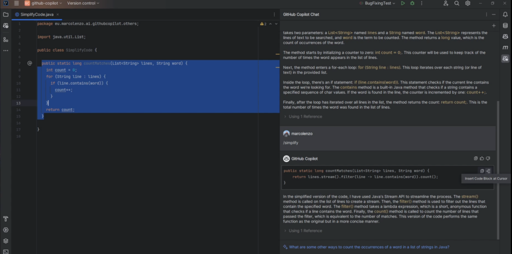 GitHub Copilot Chat for JetBrains IDEs