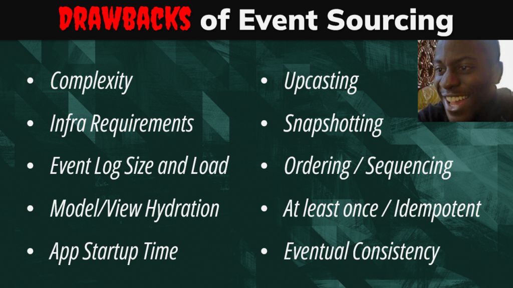 Event sourcing drawbacks